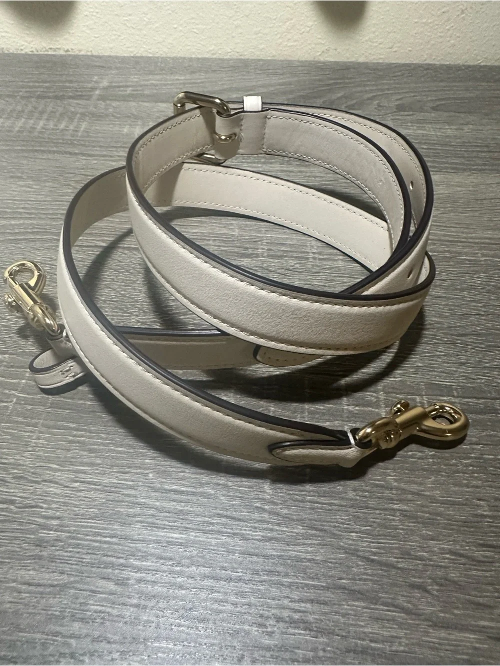 Coach Leather Shoulder Strap in Cream with Gold Hardware 40-46 inches
